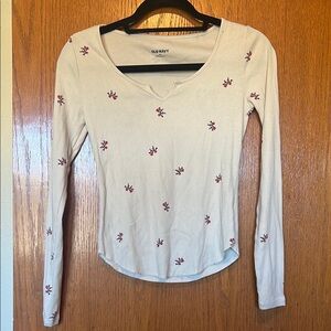 Old Navy White Floral Long Sleeve Top